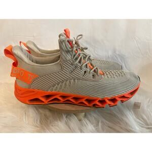 Men's 10 Gray Bright Orange Sneakers Athletic Shoes EUC
